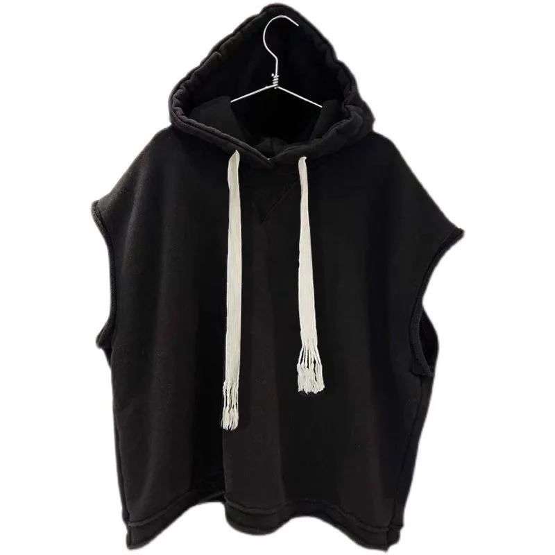 2025 Autumn Hooded Sleeveless Hoodie for Women Loose Solid Vest Sweatshirt Woman