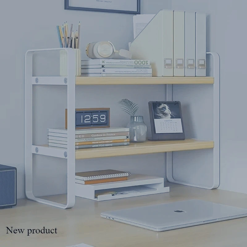 

Student Dormitory Wood Household Layered Desk Desk Shelf Organizer Rack White Bookshelf Shelf for Office, Dorm & Home Use