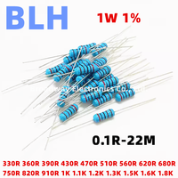 50PCS 1W 1% Metal Film Resistor 330R 360R 390R 430R 470R 510R 560R 620R 680R 750R 820R 910R 1K 1.1K 1.2K 1.3K 1.5K 1.6K 1.8K ohm