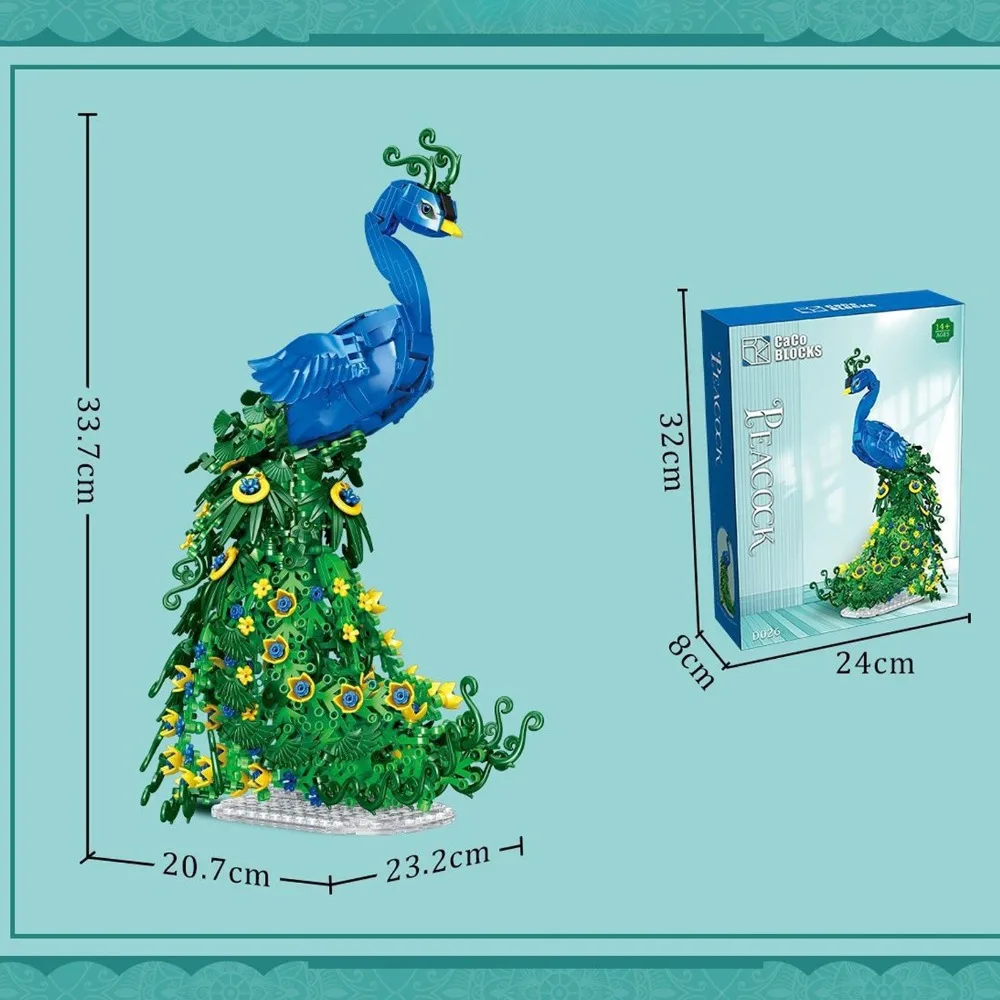 807PCS Peacock Model Building Blocks Set Mini Bricks Animal Bird Collection Assembly Toys for Adults DIY Home Decor Gifts