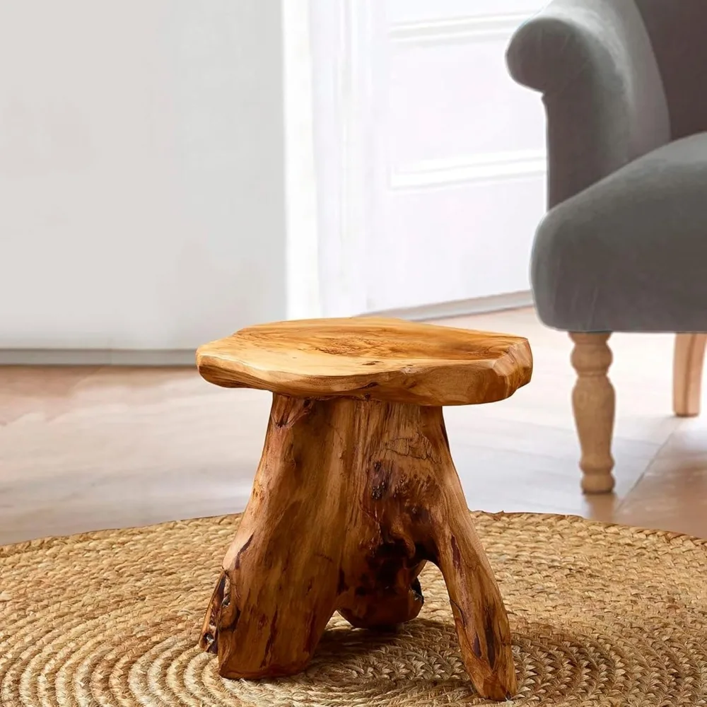 

Cedar Roots Mushroom Accent Stool 12" x 15" x 13.5" Height Natural Wood Side Table Home Décor Rustic Plant Stand Accent