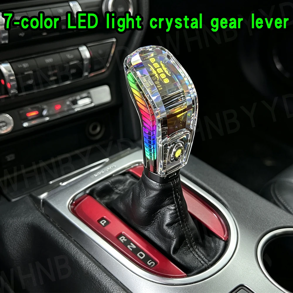 

Car Crystal Gear Shift Knob With 7 Colors LED Light For Ford Mustang GT 2015-2022 Auto Interior Modification Gear Shifter Knob
