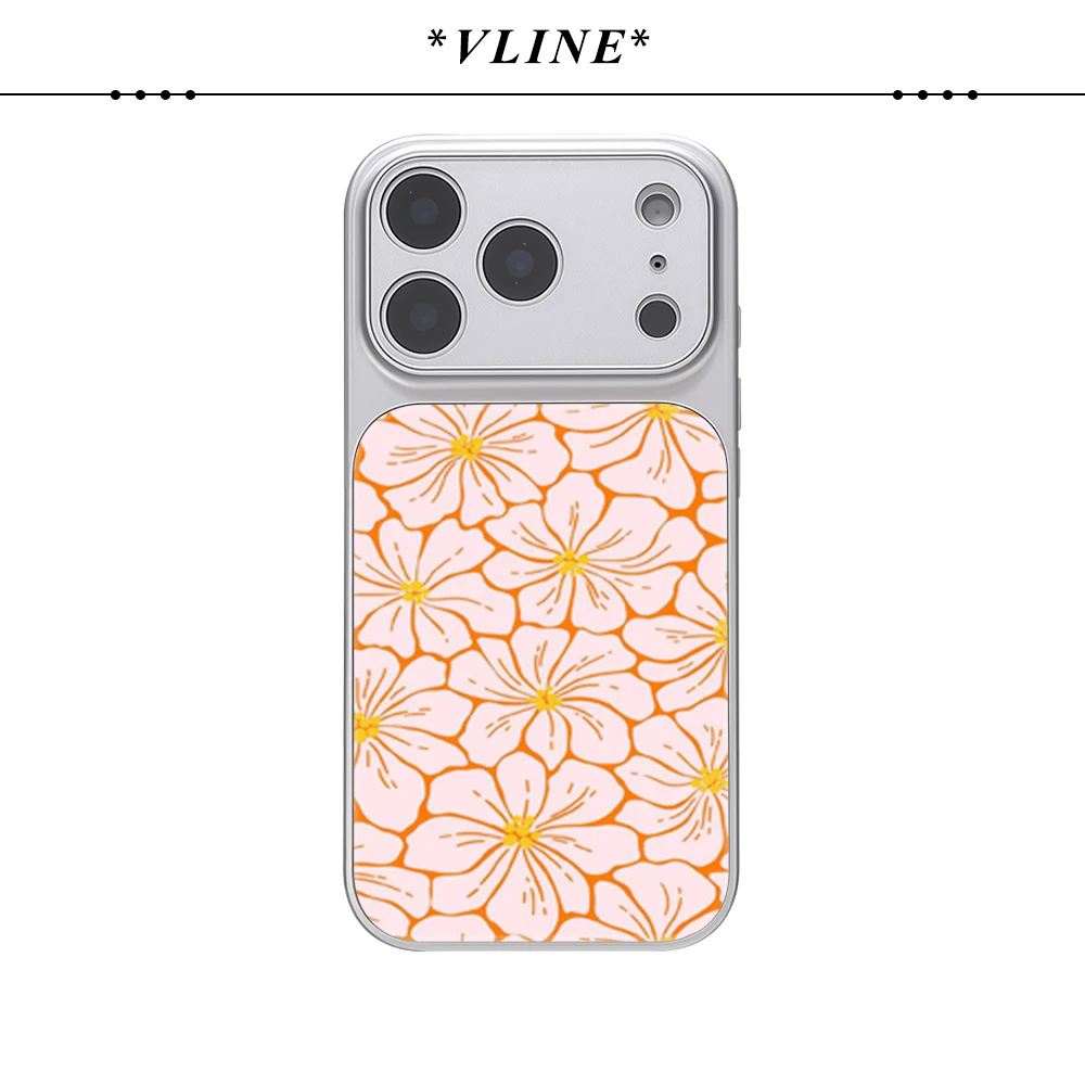 Orange-Rosa Retro Blumenmuster iPhone17 Must-Haves Luxus-Glas-Handyhülle für iPhone 17 16 15 14 13 Pro Max 17Air
