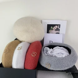 Designer RB Letter Winter Beret Hat for Women Winter Warm Rabbit Fur Painter Cap gorros invierno mujer Knitted Hat