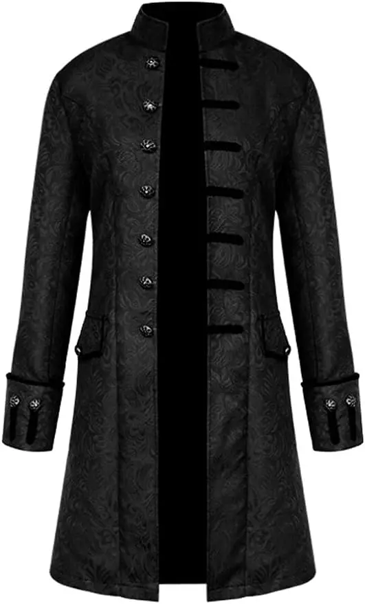 Mens Gothic Steampunk Frock Coat Vintage Medieval Victorian Costume Tailcoat