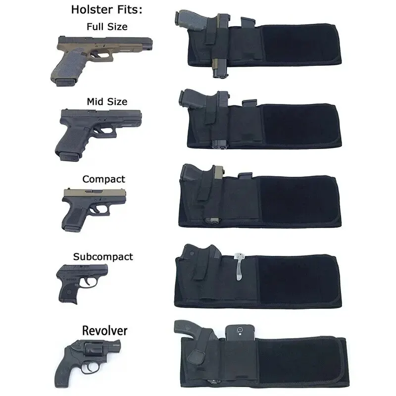 Tactical Concealed Carry Belly Band Gun Holster Universal Outdoor Hunting Airsoft Glock Handgun Waist Belt Bag Pistol Holsters