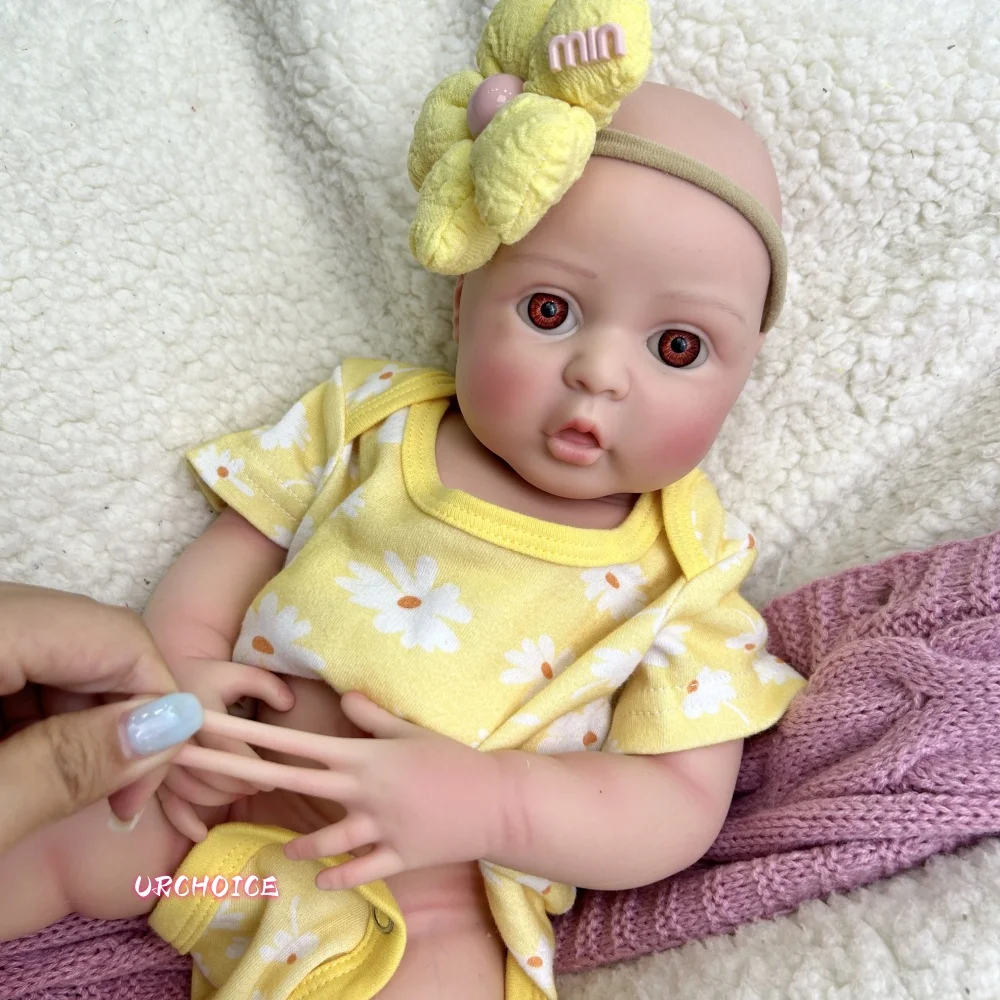 17 pouces jolie fille pleine platine silicone renaît bébé toucher doux pondéré poupée réaliste 3D peau bébé pour cadeau de Noël