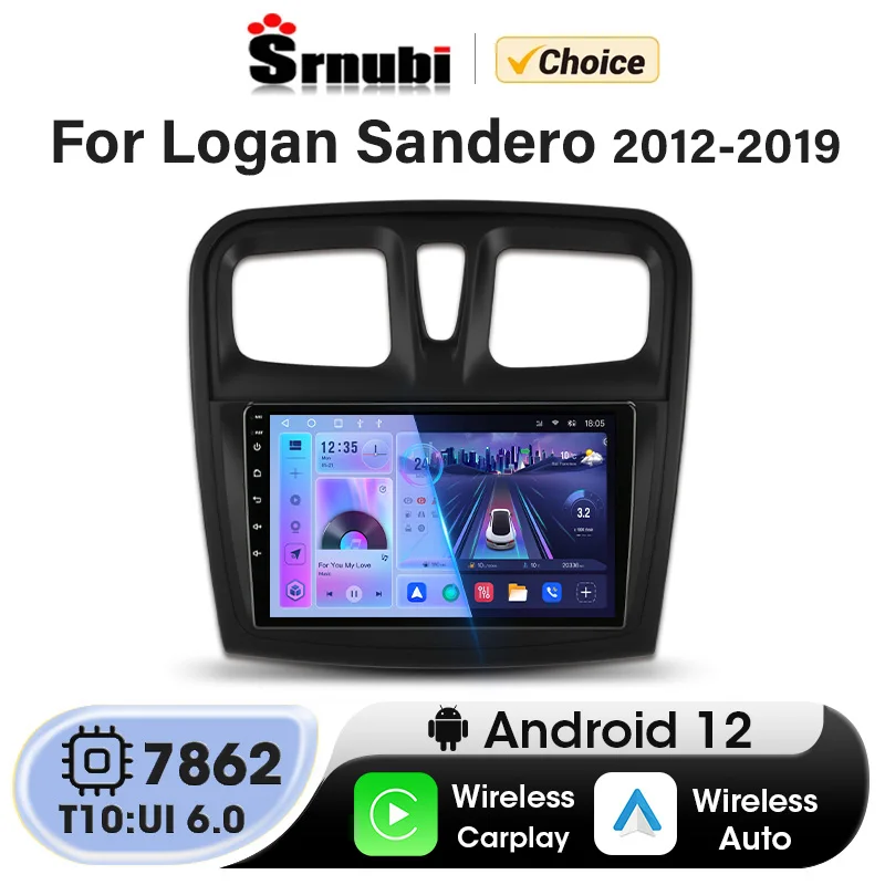 

Автомобильный мультимедийный плеер Carplay, 2DIN, Android, для Renault Logan 2 2012-2019, Sandero 2 2014-2019, GPS-навигация, DVD