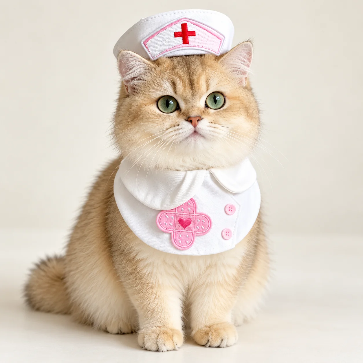 Dogs Cats Nurse Costume Collar and Hat Set Cute Soft Blue Dress Up Outfit for Cosplay Parties and Photo Shoots
