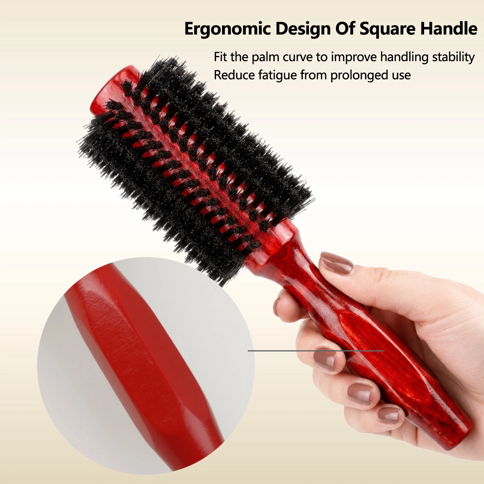 4 Sizes Red Wood Boar Bristle Round Hair Brush Salon Barber Curling Styling Comb Voluminous Curly Hair Brush For All Hair Type