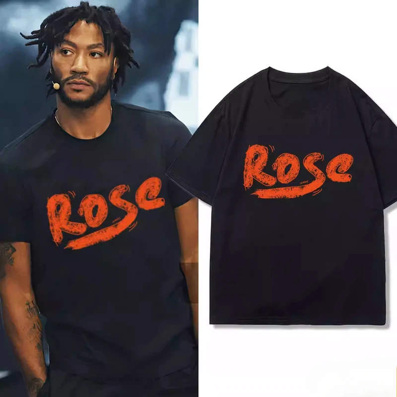 Kurzärmliges amerikanisches Basketball-Sport-T-Shirt von Ross aus reiner Baumwolle, neues trendiges T-Shirt mit handbemaltem Design und Graffiti-Buchstabendruck