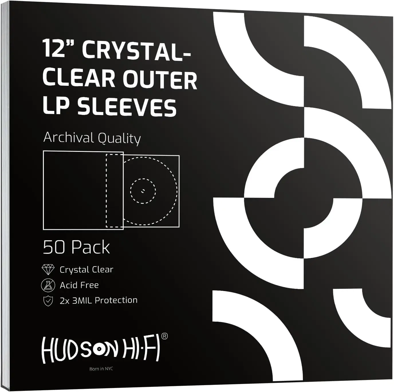 

Anti-Static Vinyl Record Sleeves - Durable Clear Disc Covers Protect LP Albums from Scratches, Dust & Dirt - 50 Outer Sleeves