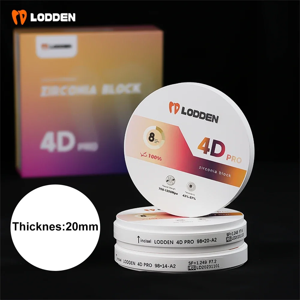

Lodden Dental Lab Multilayer Zirconia Blocks 4D PRO 98*20mm CAD/CAM Dental Zirconia Disc Dentistry Materials