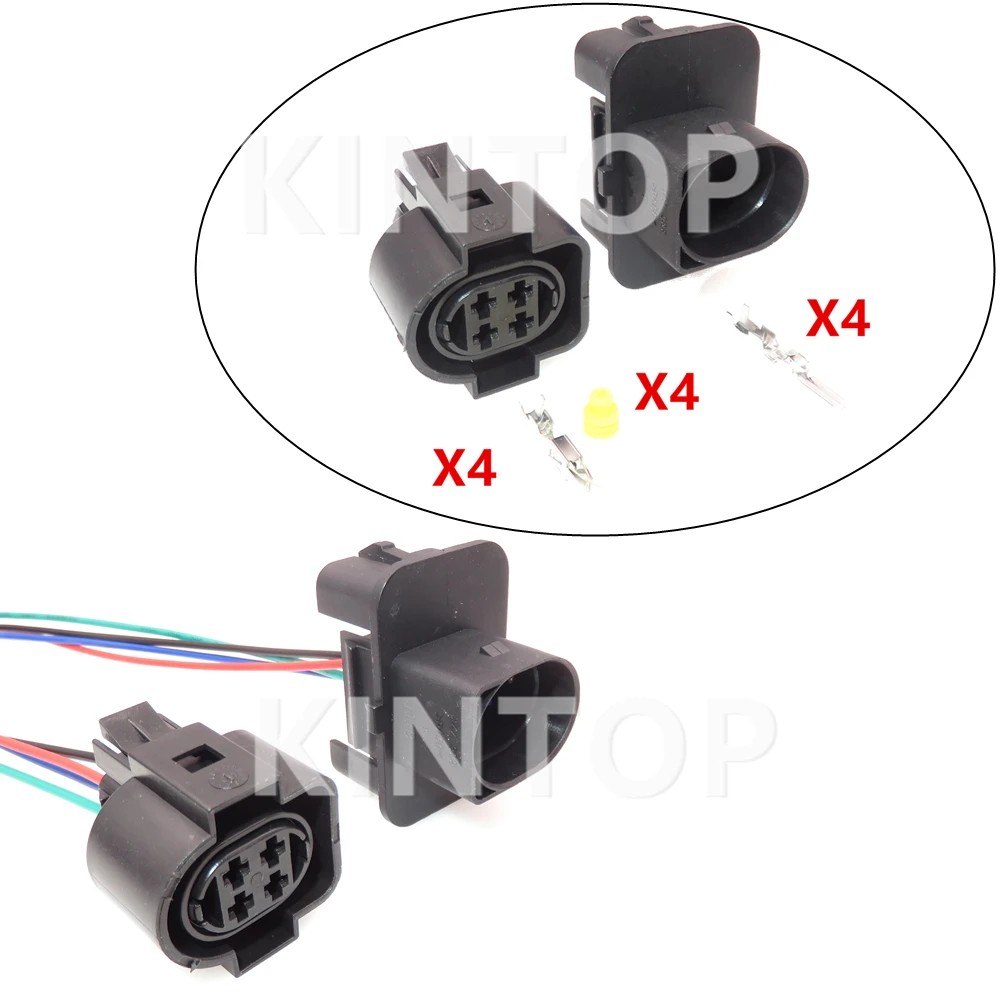 1 Set 4 Pins Car Male Female Docking Cable Connector With Wires 1H0973734 Auto Headlight Wire Harness Socket AC Assembly For VW