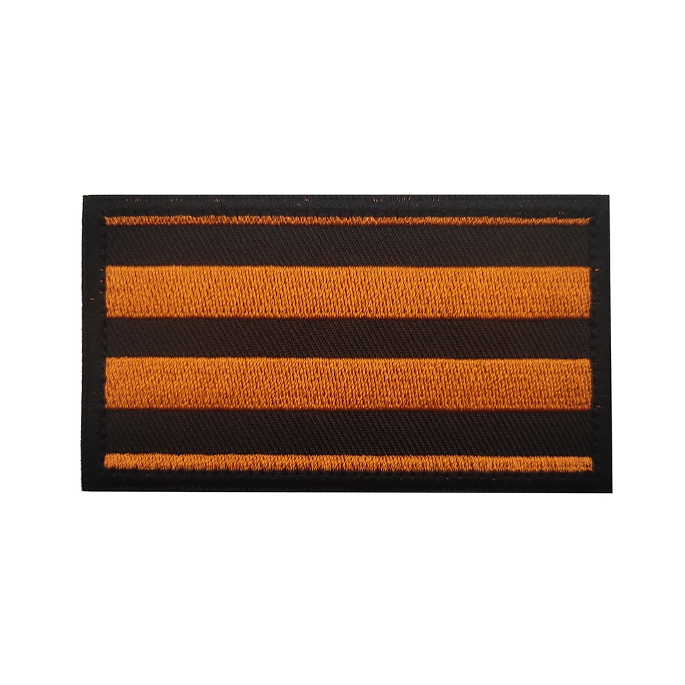 Russian Flag George Ribbon Embroidery Orange Square Belt Russia Patch For Jacket Military Tactical Vest Stickers