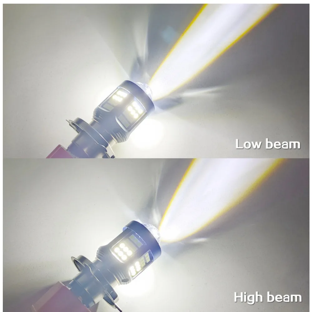 Cross-Border Exclusive New LED Motorcycle Headlight - H4/BA20D/P15D, White/Yellow Dual-Color, Ultra-Bright, with Lens