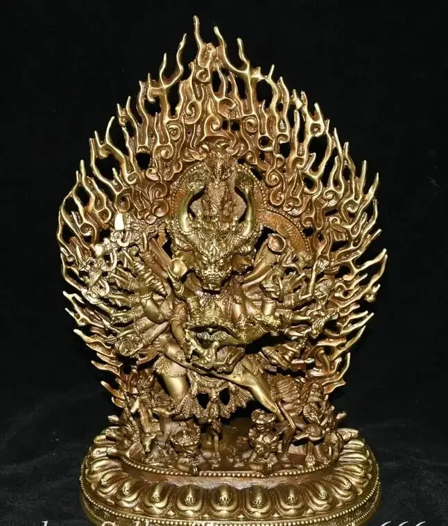 

12.2'' Old Tibet Bronze Gilt Buddhism Happy Mandkesvara Yab-Yum Buddha Statue