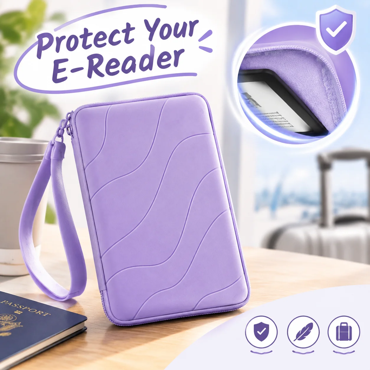 Silicone EReader Sleeve Waterproof Wave Pattern Clutch For 6 7 Inch Paperwhite Colorsoft Kobo Multi Purpose Travel Storage Bag