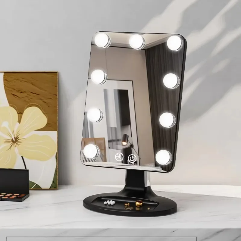 Three Color Lighting Modes Makeup Smart Hollywood Vanity Mirror With 9 Dimmable Bulbs Lights