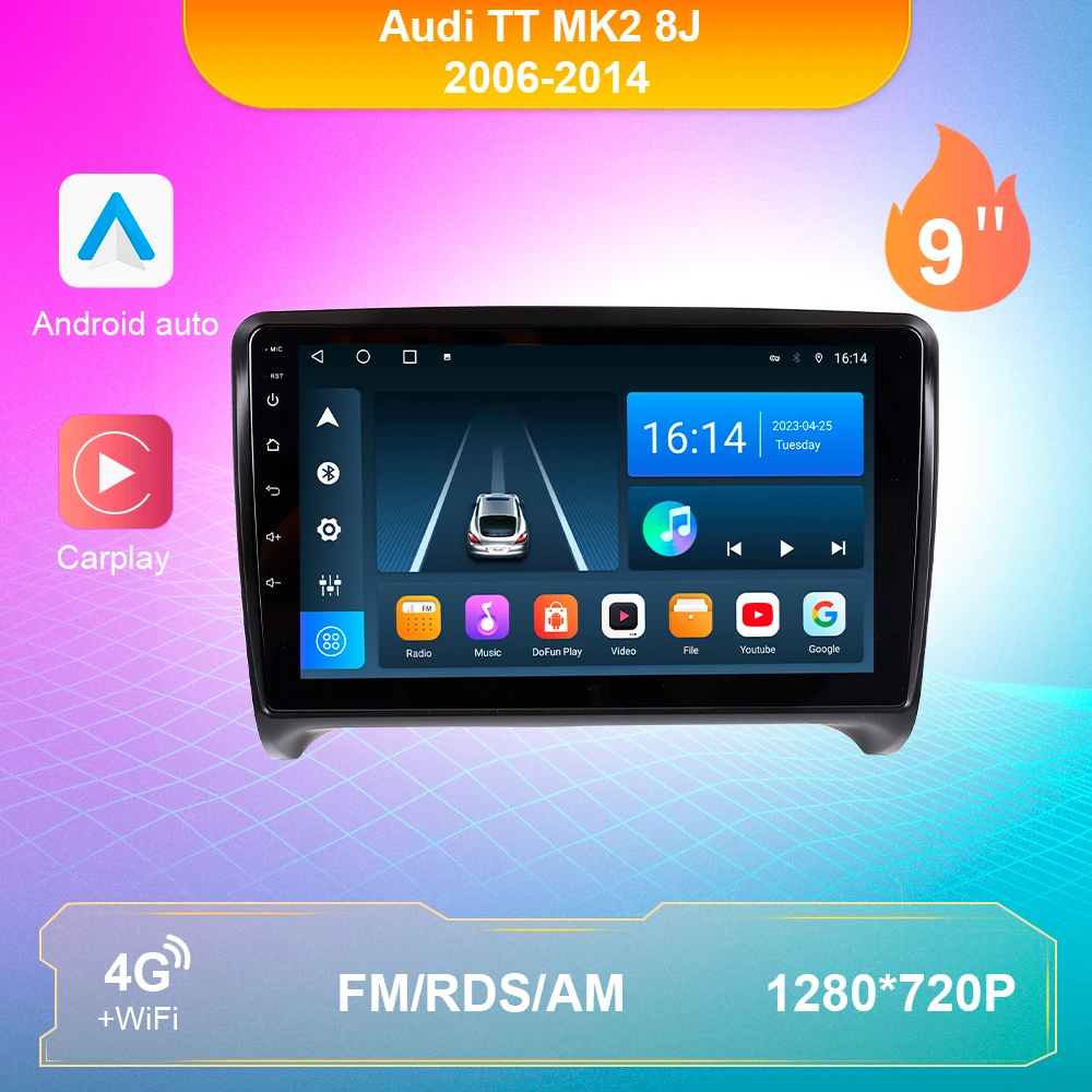 

Urbanroad Car Radio For Audi TT MK2 8J 2006 - 2014 Android Multimedia Video Player Navigation GPS Carplay QLED Touch Screen Auto
