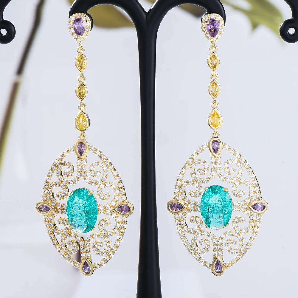 

Siscathy Inidan Fashion Elegant Crystal Earrings For Women Wedding Party Cubic Zircon Dubai Bridal Earring boucle d'oreille 2022