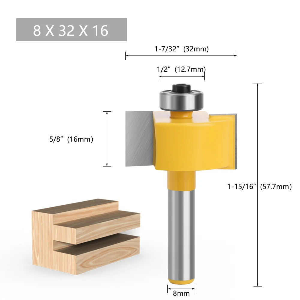 8mm Schacht T-Sloting Biscuit Joint Slot Cutter Voegen Steken Router Bit 2mm Hoogte Frees houtbewerking