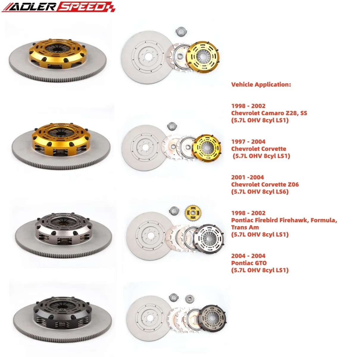 

Race/Sprung Clutch Single/Twin/Triple Disc For Pontiac Firebird Firehawk Trans Am/Chevrolet Camaro Z28 SS 5.7L OHV 8cyl LS1