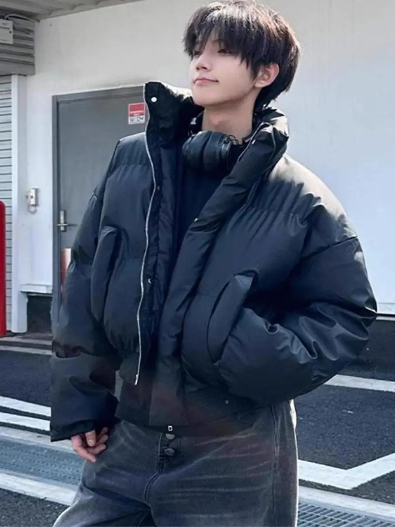 

Мужская утепленная зимняя куртка Cleanfit из искусственной кожи с воротником-стойкой, в американском уличном стиле, хлопковая