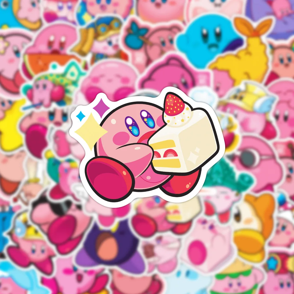 50 sztuk Kirby Cute Cartoon dla dzieci kreatywna deskorolka z kubkiem na wodę wodoodporna dekoracyjna naklejka Graffiti