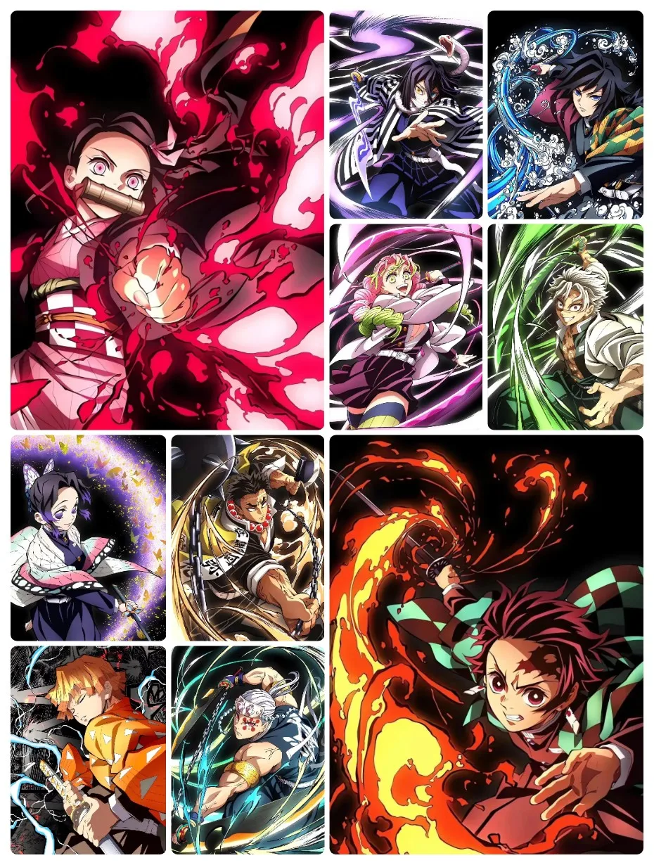 Pintura de Diamantes 5D de Anime Demon Slayer, Kit de Arte Mural HD con Personajes de Anime para Decoración de Sala de Estar y D