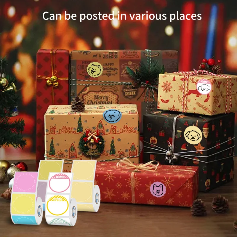 Colorful Circular Label Adhesive Paper Thermal Sticker Suitable for SINMARK Phomemo Portable Printer