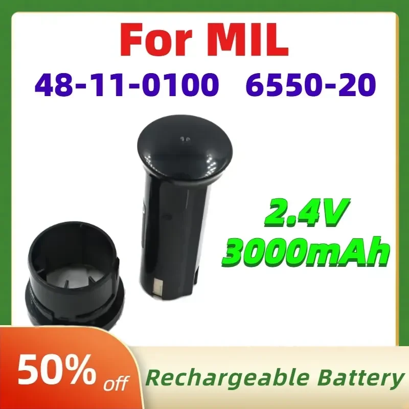 High-Performance 2.4V 3000mAh Rechargeable NI-MH Batteries for MIL 48-11-0100 6550-20 Replaceable Power Tool Battery