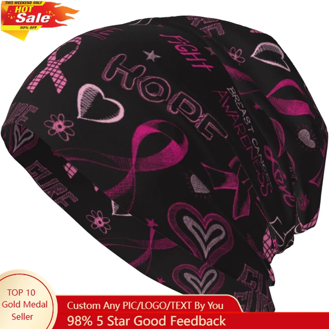 

Heart Beanie Chemo Hat Cancer Headwear Knitted Hats Baggy Slouchy Scarf Nightcap for Adults Women Men