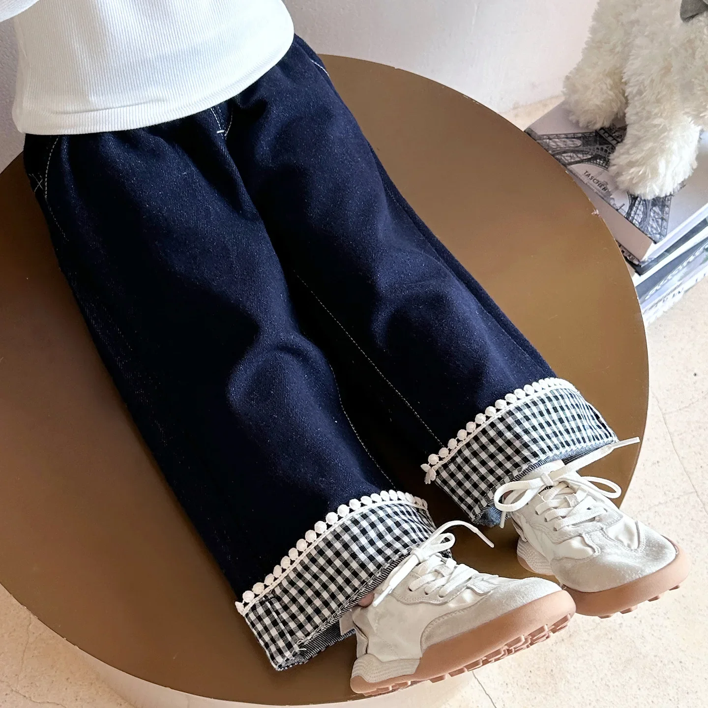Girls Pants 2025 Spring and Autumn New Style Western-style Fashionable Casual Wide Leg Pants Korean Version Temperament