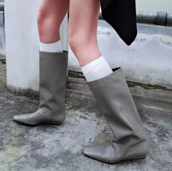 Designer Street Style Women Knee High Boots Fashion Slip On Internal Eevation Ladies Concise Long Botas De Mujer
