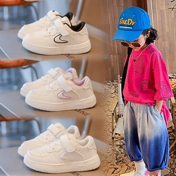 Children's Sneakers Leather Breathable Boys Girls Casual Shoes 2-15 Years Old White Black Flat Non-slip Children's White Shoes