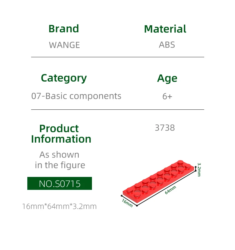 Wange-Lote de bloques de agujeros universales para niños, accesorios de Color Moc compatibles con ladrillo 3738, piezas de montaje de juguete para niños, 2X8