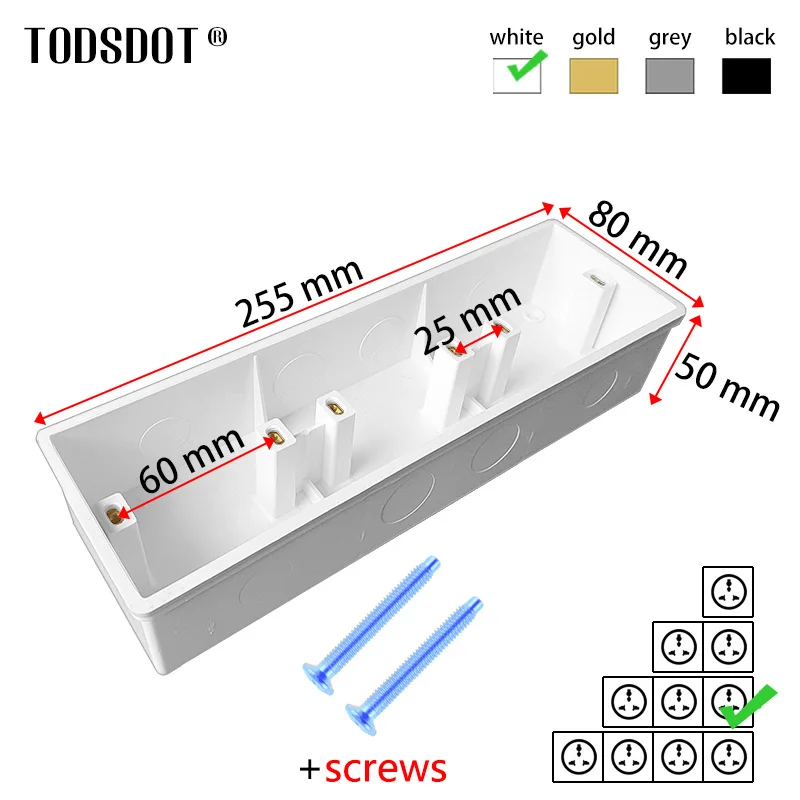In Wall Mount Back Box For Switch Thermostat Type 258 X 86 mm, EU Triple Frame Socket On Wall Embedded Dark Box Premium Home Box
