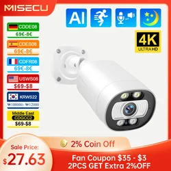 MISECU 4K POE Security Camera 8MP 5MP Outdoor CCTV Camera Two Way Audio Full Color Night Vision Home Security Protection