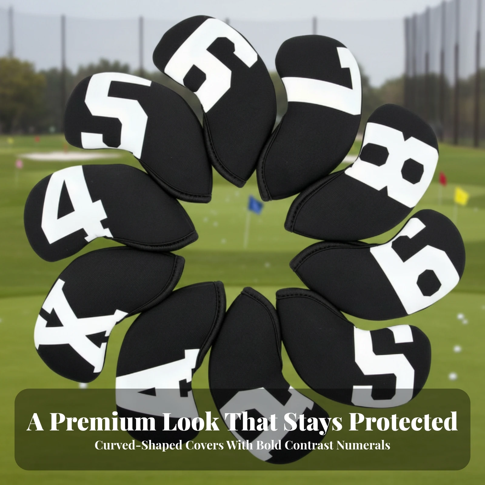 10 Pieces Golf Iron Head Covers Long-Lasting Iron Headcovers with Printed Numbers Golf Club Covers Secure Elastic for Golfers