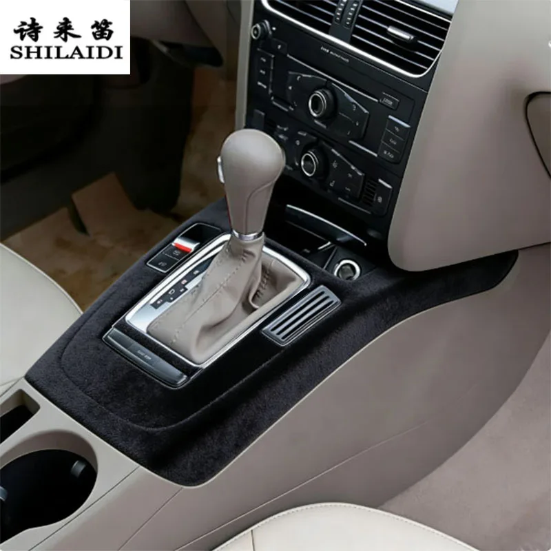Suede leather For Audi A4 B8 A5 2009-2016 Car Gear Shift Knob Head Key Hole Trim Cup Holder Panel Door Sticker armrest RHD Right