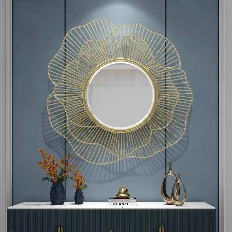 85x75cm big flower Hot Trend Iron Mirror Hanging Decorative Mirror large Wall Mirror Furniture With Eye-catching Design