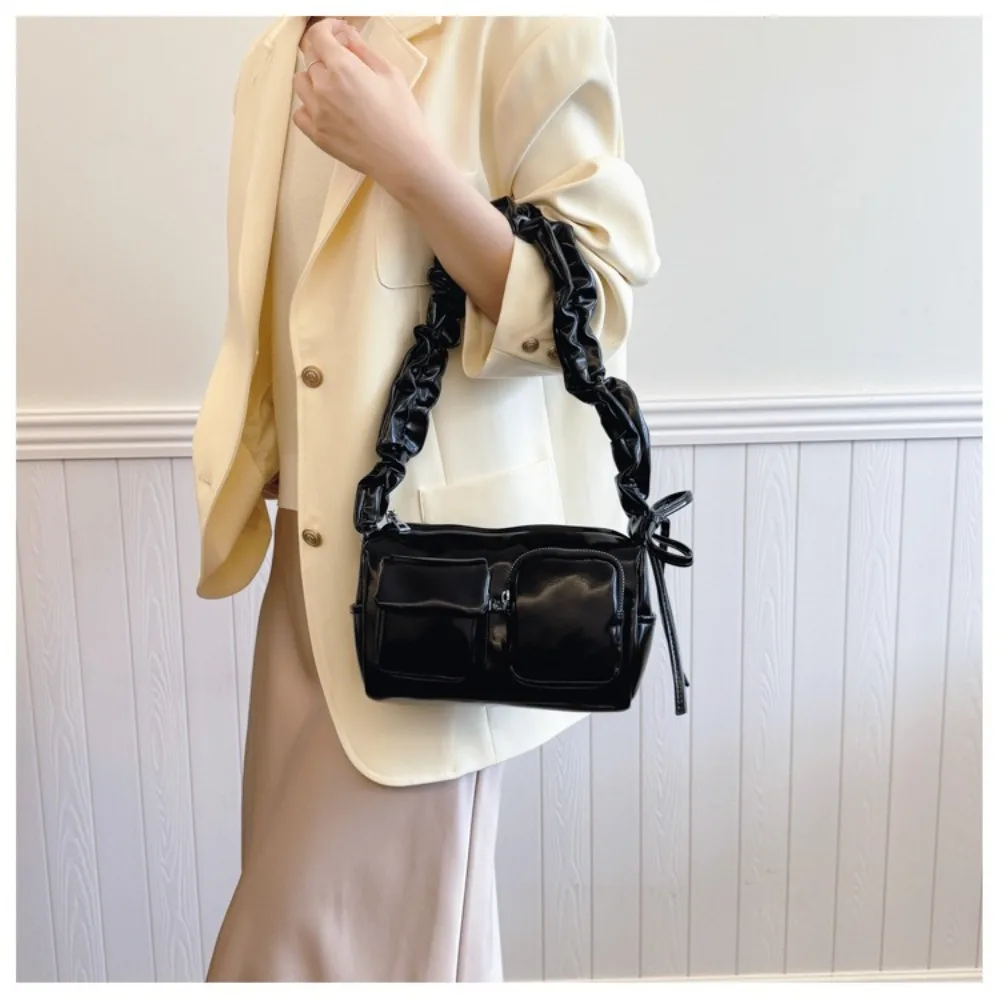 

Luxury Designer Shoulder Bag PU Leather Y2k Satchel Bag Multi Pocket Tote Purse Solid Color for Women Work Shopping Travel