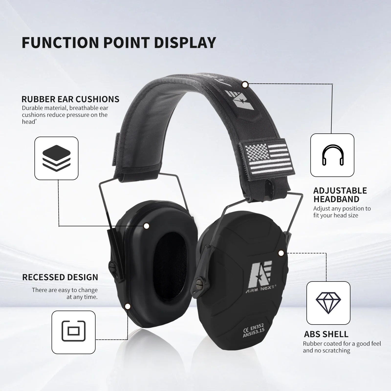 ARM NEXT Safety Shooting Hearing Protections Earmuffs For Tactical Hunting V40 Noise Reduction Soundproof Ear Defender