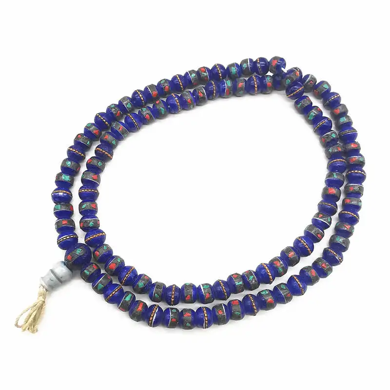 Tibetan 108 Yak bone Meditation Prayer Mala 8mm Multi Colors Black White Blue BRO828