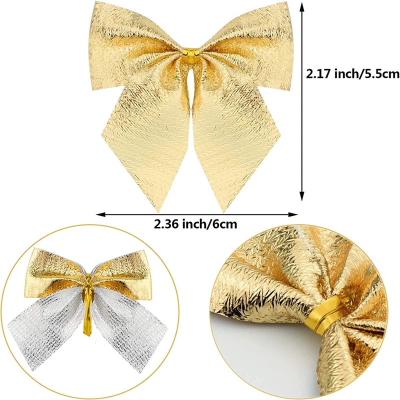 48/24/32/12Pcs Christmas Tree Bow 2 inch Small Bow for Gift Wrap Christmas Wreath Ornament Xmas Tree Decor