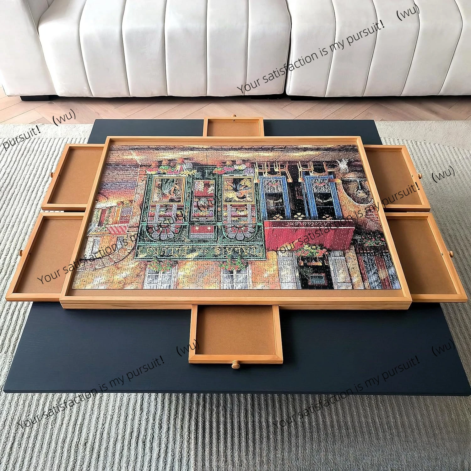 

Wooden puzzle table storage puzzle rotatable puzzle board