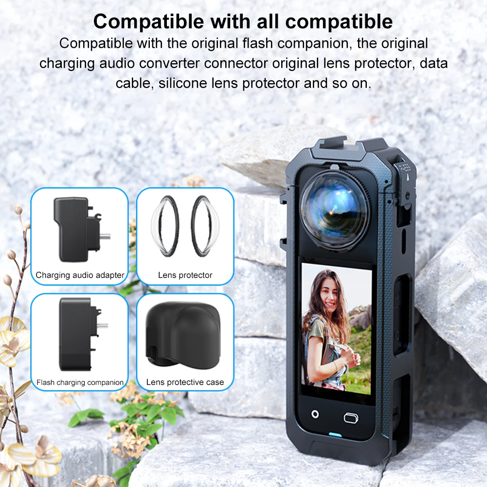 PC Protective Frame Magnetic Quick Release Interface Protective Case Expansion Bracket for Insta360 X5 Action Camera