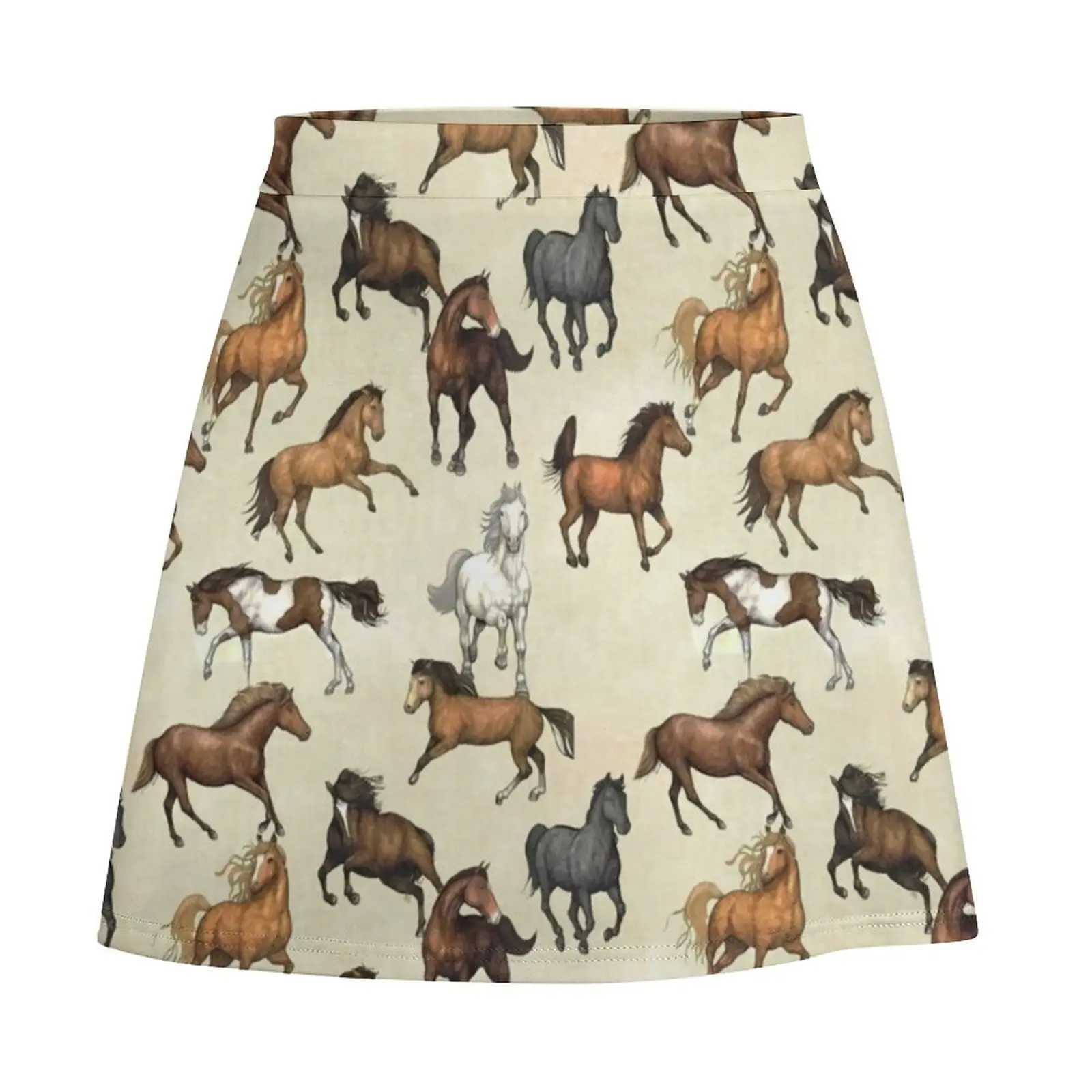 Sunset Horse Skirt Ladies Cool Animal Print Elegant Mini Skirts High-waisted Trendy Korean Fashion Casual Skirt Big Size 3XL 4XL