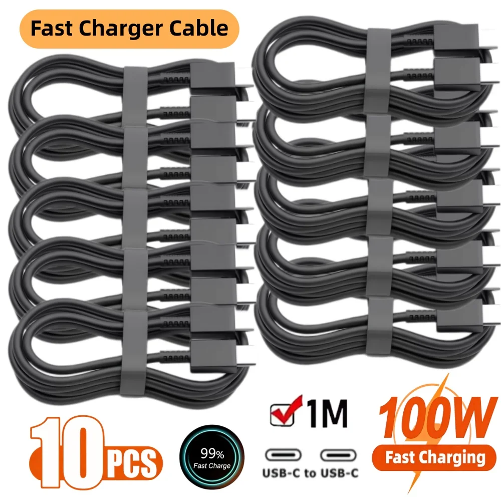 10PCS PD 100W USB Type C to C Fast Charge Cable for Samsung S22 S23 S24 S25 Plus Note Ultra A53 A54 Charging Data Cable